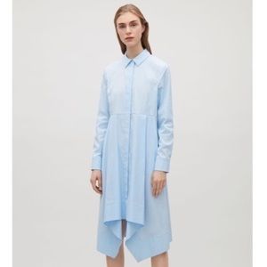 Cos Blue Flared Collared Shirt Dress